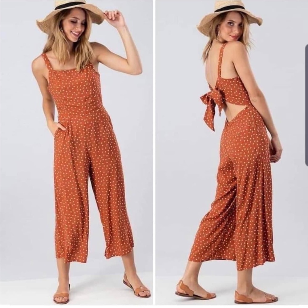 Tie Back Polka Dot Jumpsuit